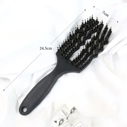 Boar Bristle Detangling Hairbrush for Smooth, Knot - Free Hair (Black)