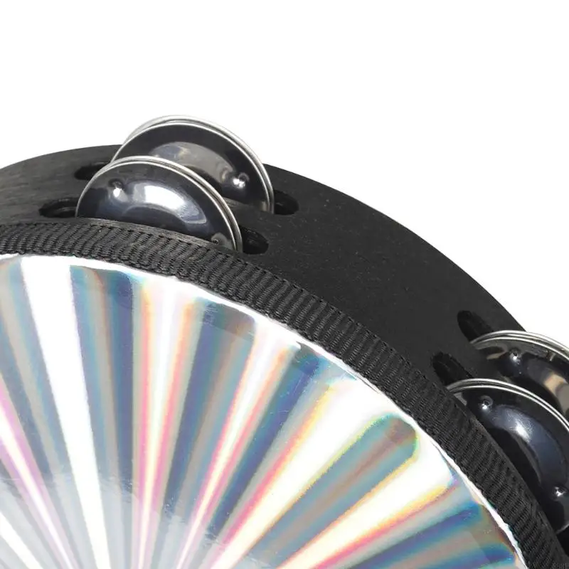 583F Metal Bells Hand Percussion Drum with Ergonomic Handle Grip 8/10 Inch Double Row