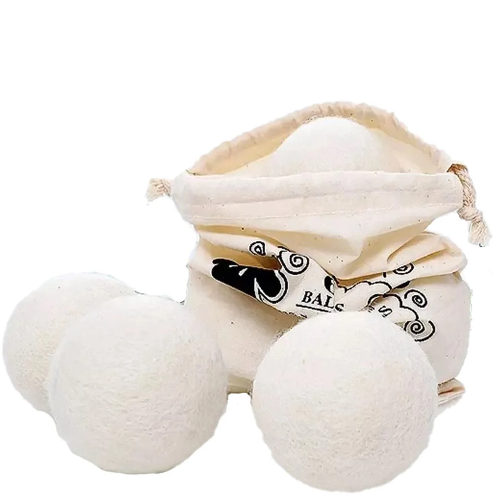 E2 6PCS Wool Laundry Balls Dryer Reusable Natural Fabric Softener Wool Dryer for Speeding Up Dry Time Washing Balls Accessories 5