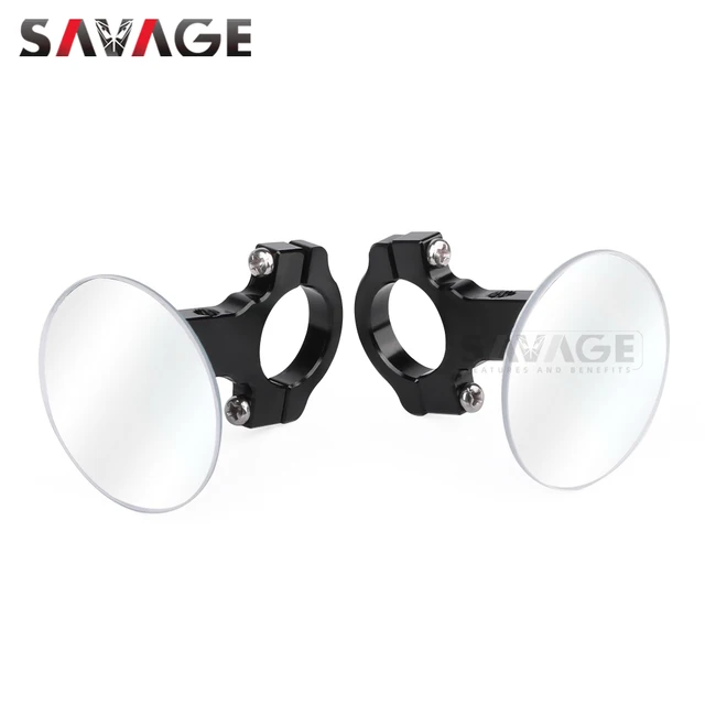 Universal Rearview Mirror Wide Vision Convex Motorcycle Handlebar Mount Rear Side Mirror Blind Spot Rimless 360 Degree Rotation