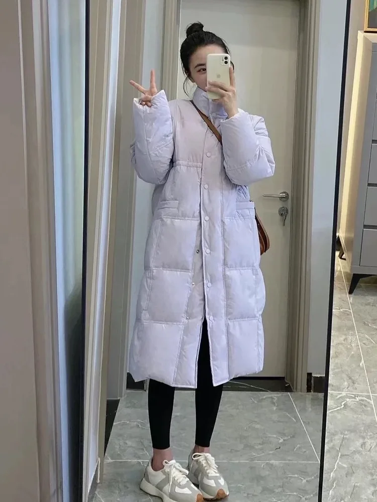 Loose All-Matching Down Jacket Women's Mid-Length White Duck down Thick Warm Figure Flattering Winter Coat