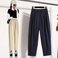 Plus Size Harem Pants Women Summer 2025 New High Elastic Waist Wide Leg Loose Linen Pants Female Thin Casual Trousers Women - Image 3