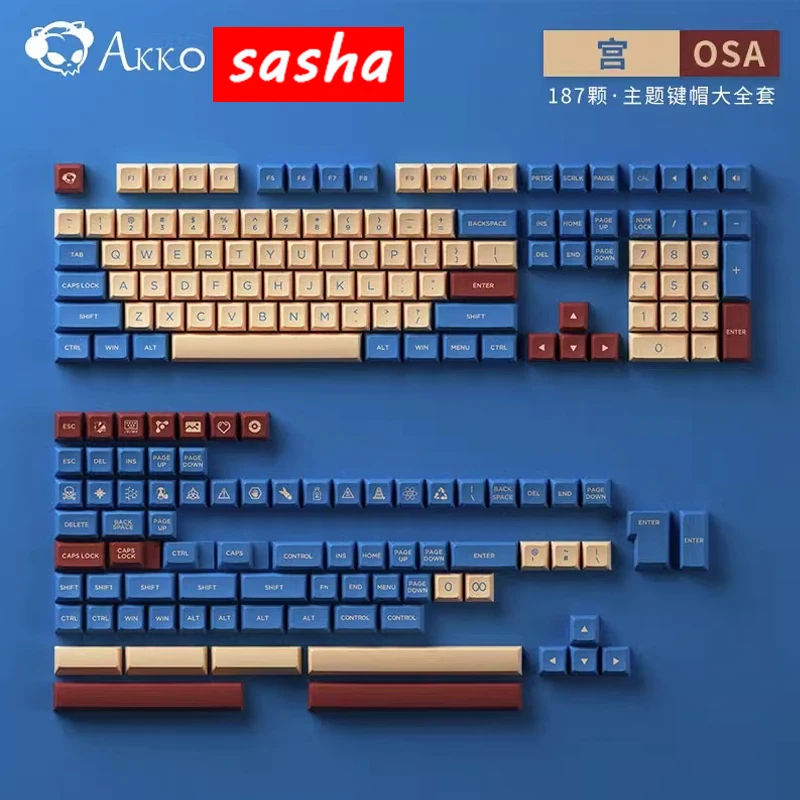 

Akko Starry Night Keycap Set 187-key PBT Double-Shot OSA Profile Mechanical Keyboard Keycaps Compatible with Major Layouts