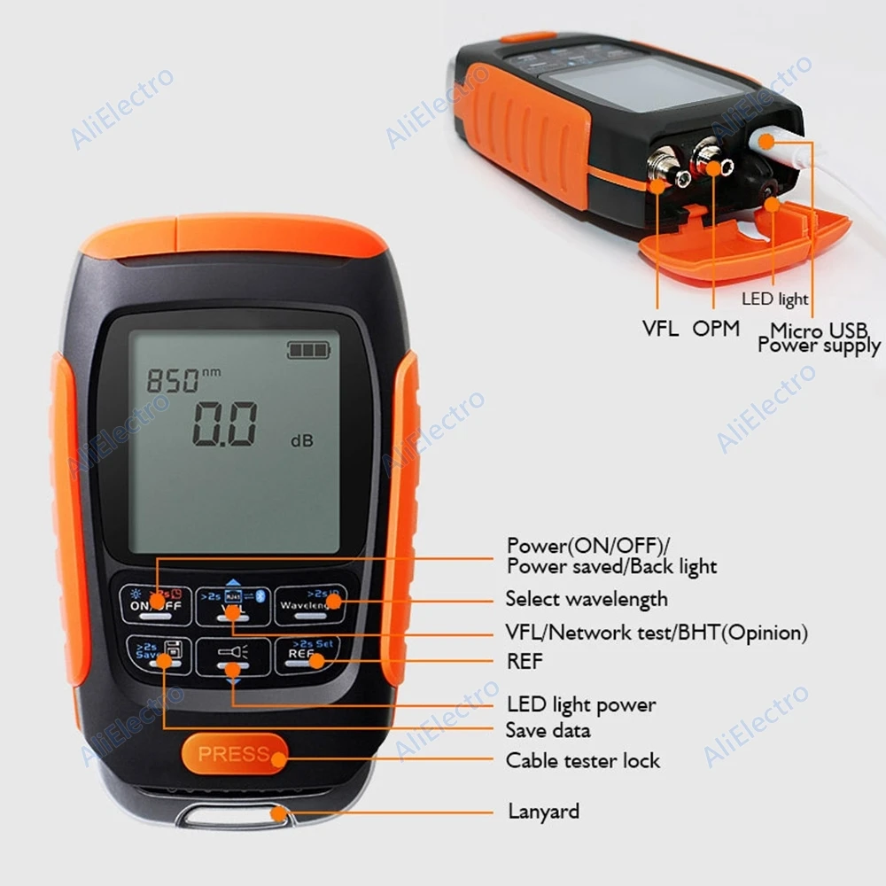 Mini Medidor de Potência de Fibra Óptica Localizador Visual Falha Fibra Óptica Testador Cabo Rede Teste 5km 15km 30km Vfl - Image 3