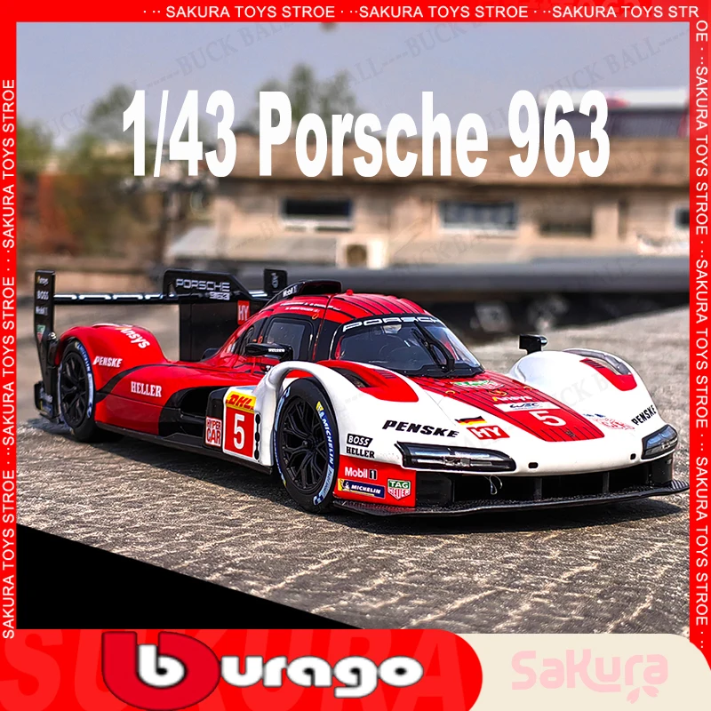 

1/43 Bburago Porsche 963 гонки 24h Le Mans Чемпион ралли Porsche 963 #5 пылезащитный чехол из сплава спортивный автомобиль коллекционные автомобили игрушки подарки