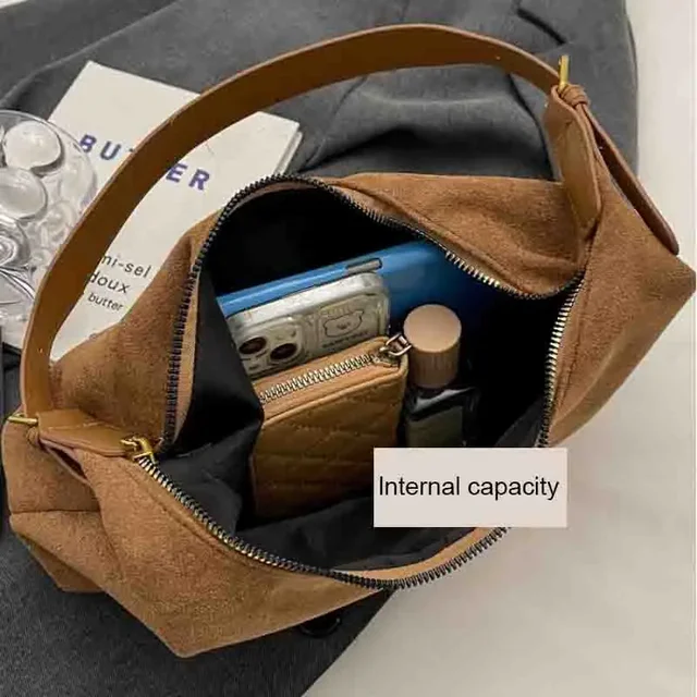 Velvet Handbag Purse for Women Suede Shoulder Bag Causal Crossbody Bags Female Luxury Designer Clutch Ladies Crescent Hobo Bag 5