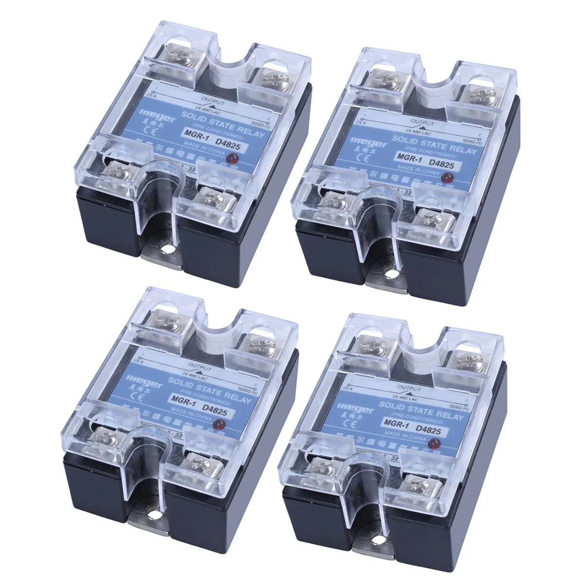 

Однофазное твердотельное реле 4X MGR-1 D4825 SSR 25A DC 3-32 V AC 24-480 V