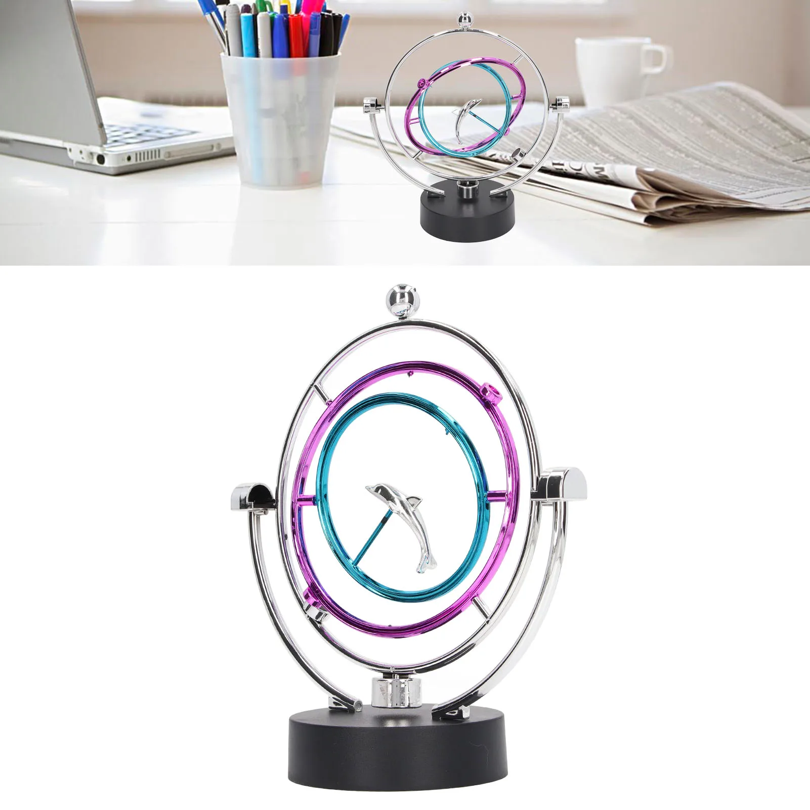 

Decorative Ornament Perpetual Motion Innovative Large Circle Dolphin Perpetual Swing for Home Office Perpetual Swing
