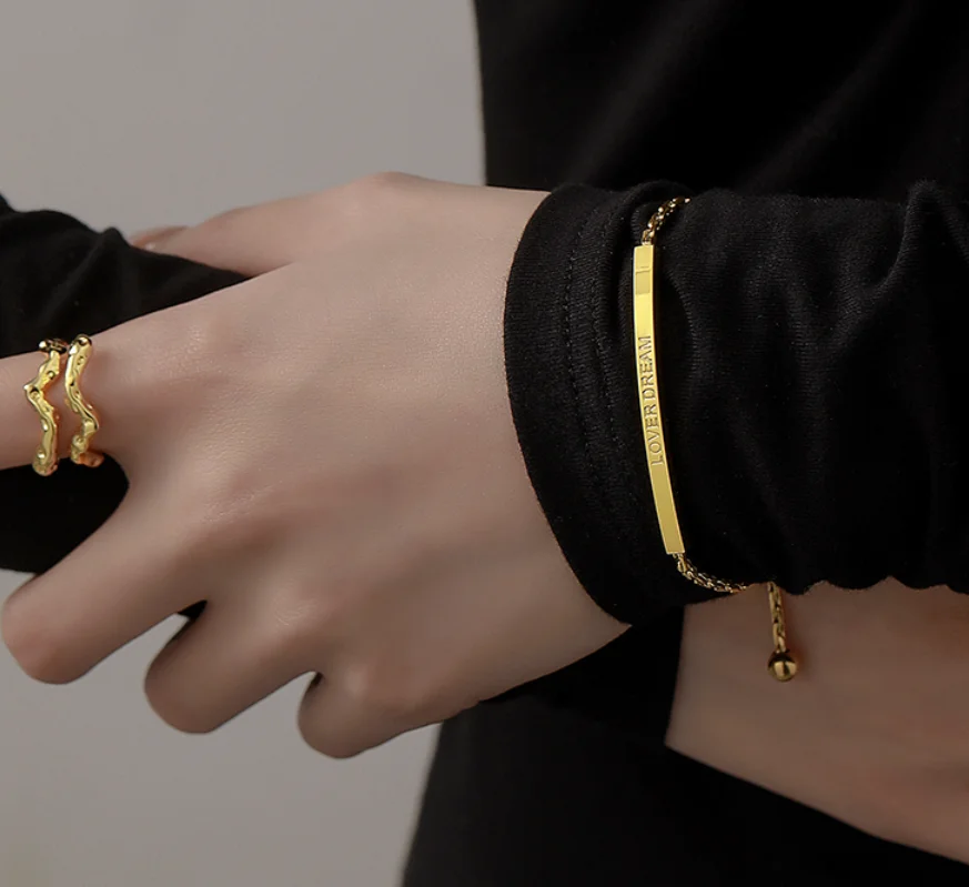 2022 new Adjustable Titanium steel non fading simple retro Engraved Bracelets for women Fashion Jewelry