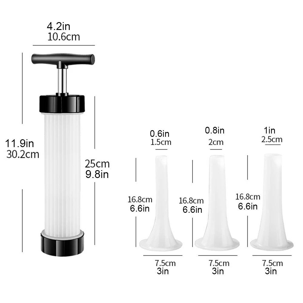 Manual Sausage Stuffing Machine with 3 Filling Nozzles Sausage Syringe  Suitable for Family Gatherings and Barbecues