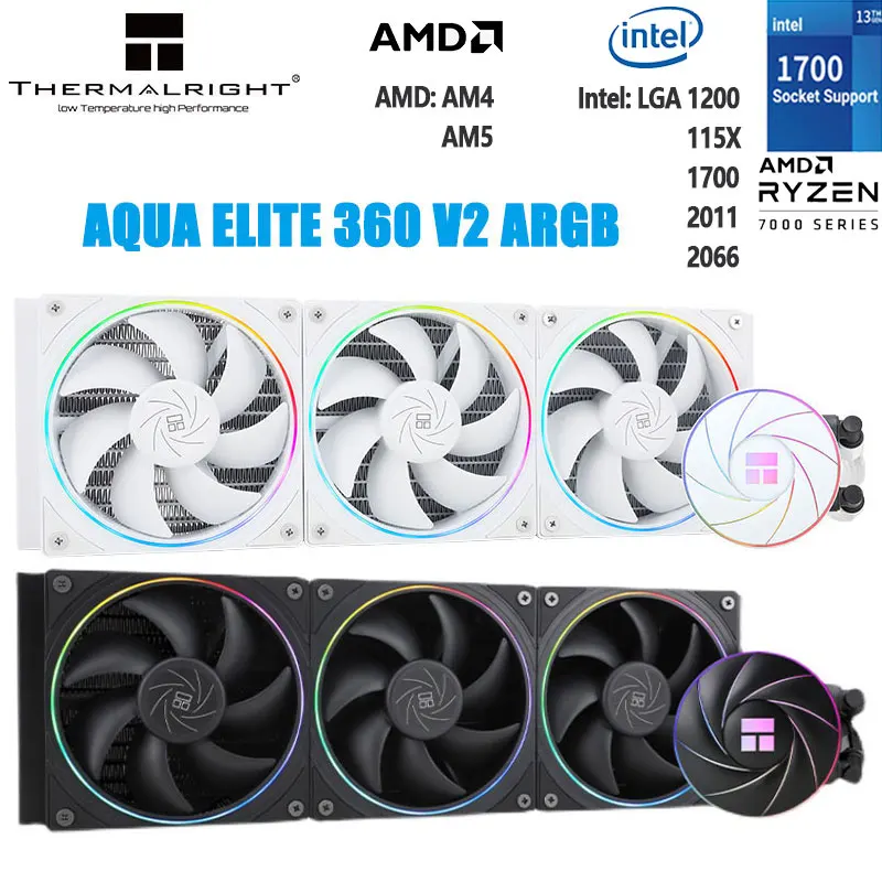 Thermalright AQUA ELITE 360 V2 White ARGB Liquid Cooler 5V 3PIN CPU Fan ...