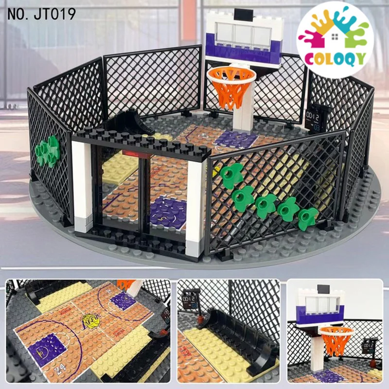 

Children's toys, basketball, sports building blocks, DIY court, ball rack, training ground, celebrity collection decorations, gi