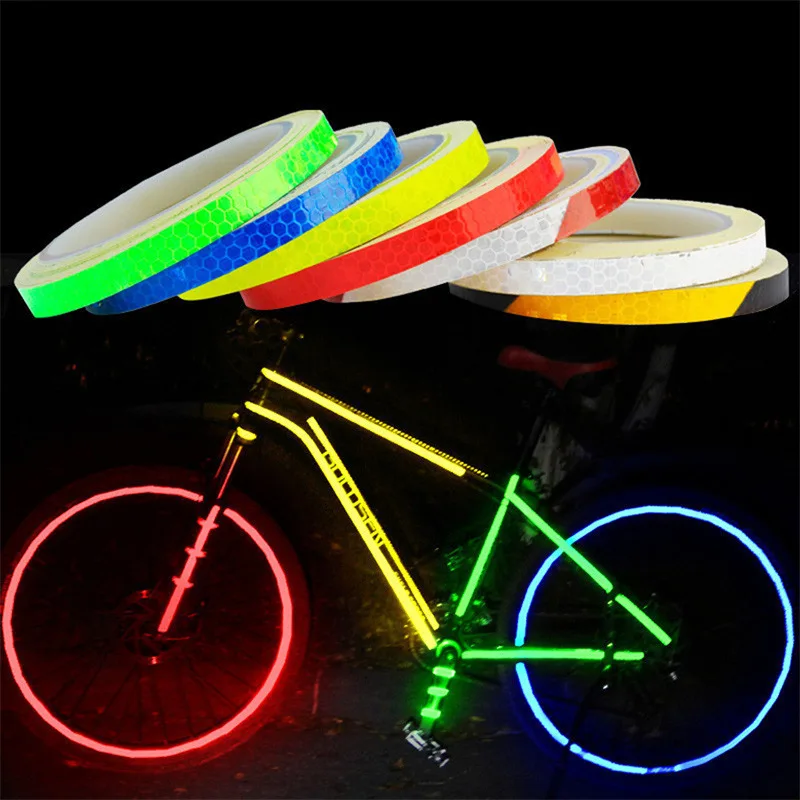 1cm*8m Bike Stickers Reflective Tape Fluorescent MTB Bike Bicycle Strips Cycling MTB Tapes for Bicycle Helmet Motorcycle Scooter bike accessories