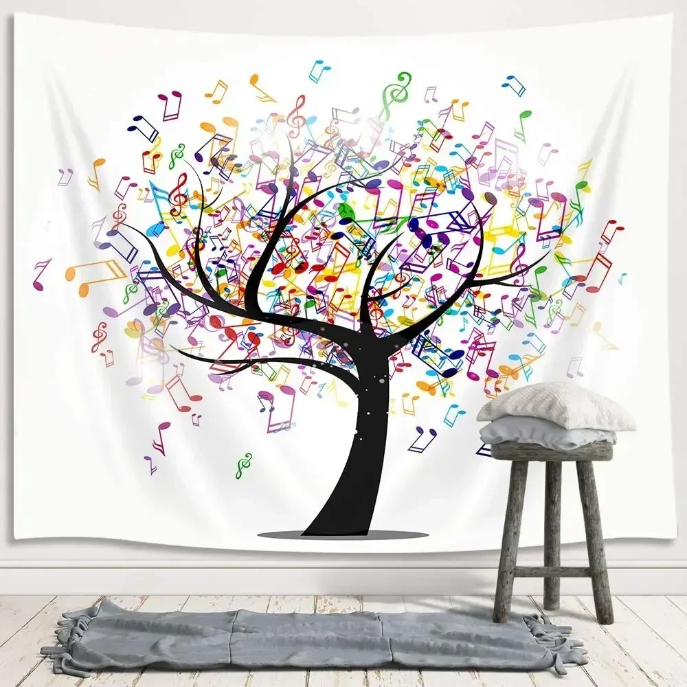 

Music Life Tree Tapestry Musical Note Wall Hanging For Bedroom Colorful Tapestry Beach Blanket College Dorm Home Decor