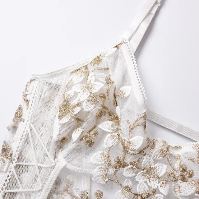Lace Flower Embroidery Bodysuit 17