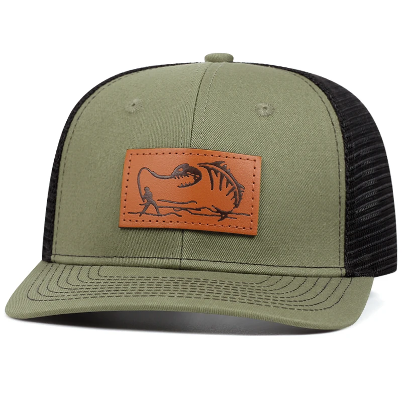 Herrenmode Fischer Muster Leder Label Richardson Ente Zunge Hut verstellbare Hip Hop Baseball Hut Sonnenschirm Cowboy Caps – Detail 9