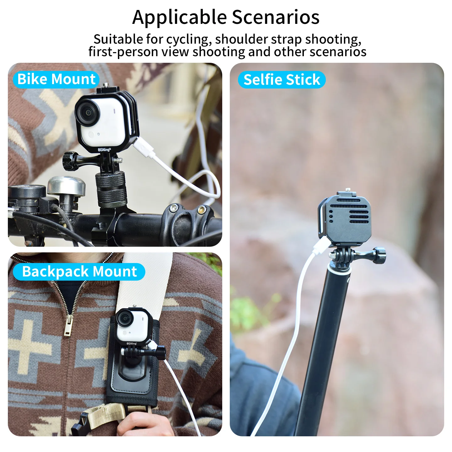 Für Insta360 Go Ultra Kamera-Käfig-Rig Aluminium-Schutzrahmen Ladegehäuse Stativhalterung für Fahrrad-Vlog-Halterung – Detail 9