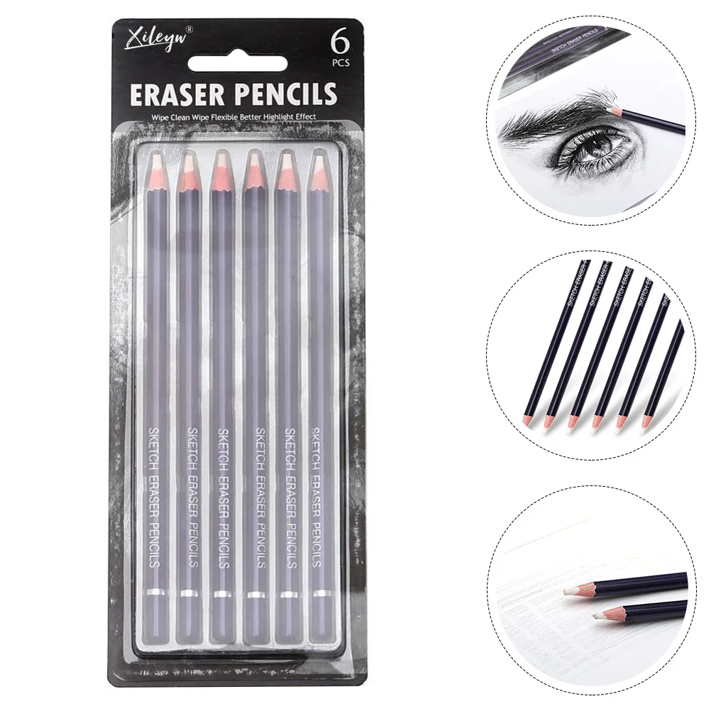 

6 Pcs Sketch Pencil Eraser Used Rubber Student Supplies Type Painting Erasers Erasable Drawing Pencils for Sketching