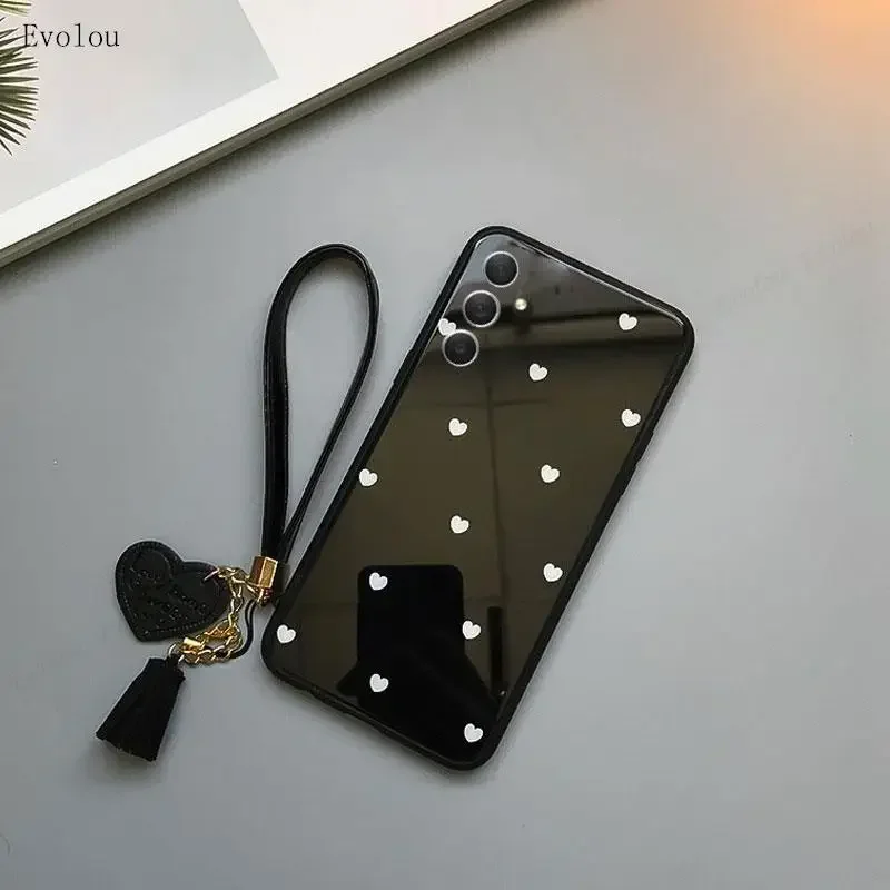 Love Heart Pattern Tempered Glass Phone Case - Hard Back Cover