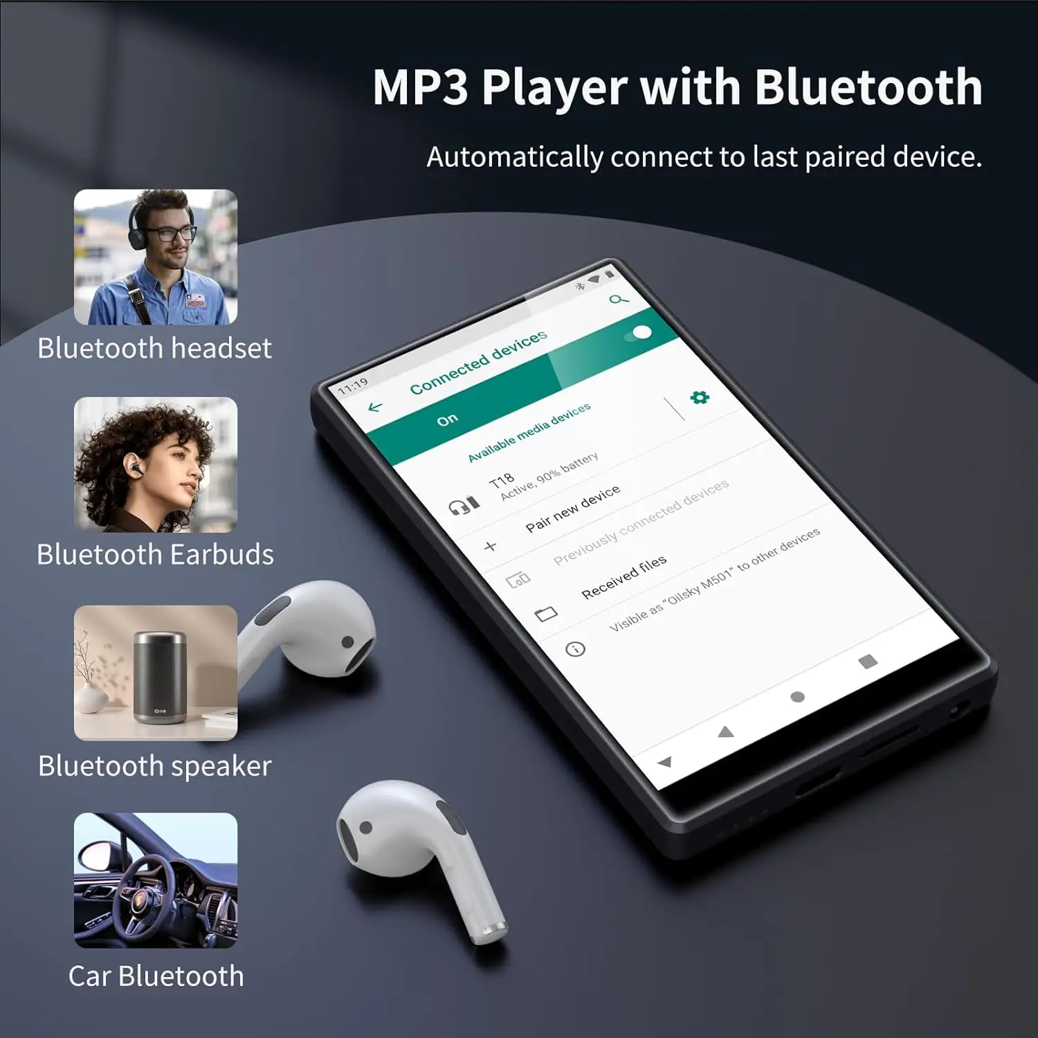 Portable Android MP3 Player with Bluetooth and WiFi