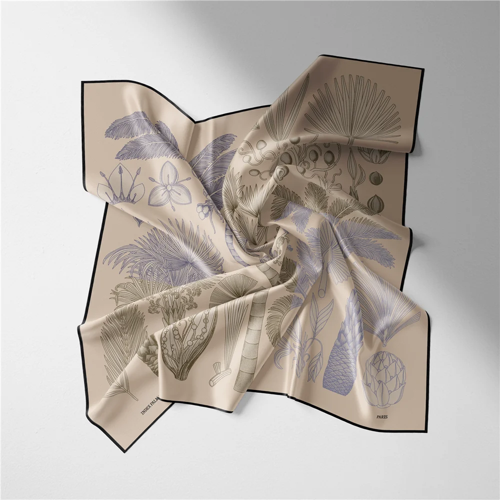 Marke Design Palm Baum Seide Schal Mode Frauen Schal Kleinen Platz Schals Kopf Schal Hals Binden Band Professionelle Halstuch – Detail 14