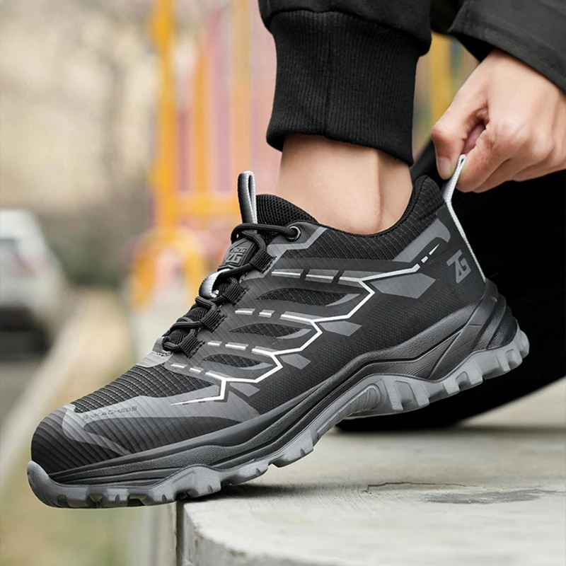 Waliantile Indestructible Safety Shoes For Men Outdoor Construction Working Boots Puncture Proof Steel Toe Work Shoes Sneakers