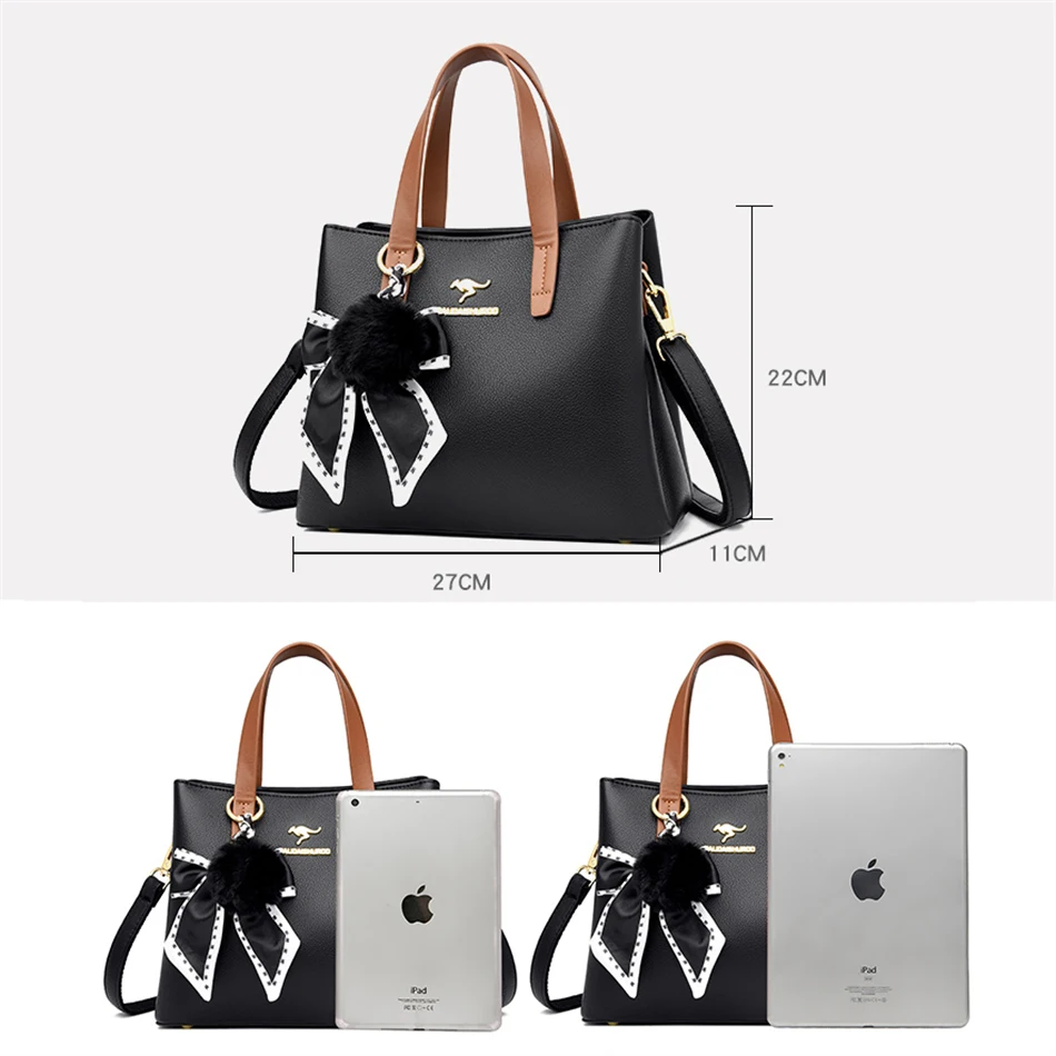 3 Layers Luxury Women Bags Designer High Quality Leather Handbags Purses with Pendant Ladies Large Shoulder Crossbody 2022 Tote