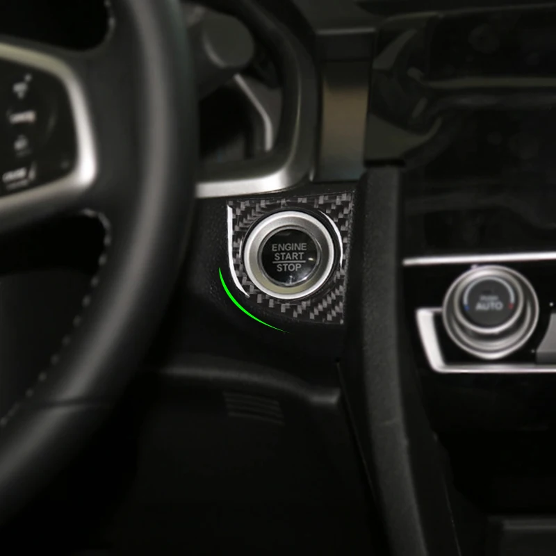 

Карбоновое внутреннее зажигание автомобиля, старт, переключатель, отверстие для ключа, рамка, крышка, наклейка, отделка для Honda Civic 10 поколения 2016 2017 2018 2019