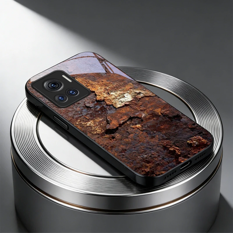 Rust Texture Black Glass Phone Case Cover
