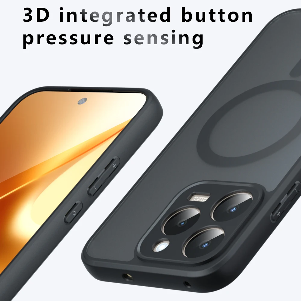 Magnetic Semi-Transparent Frosted Shockproof Case with Bumper Protection