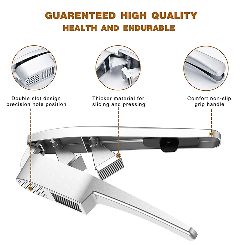 2 In 1 Garlic Press Slice Crushing Machine Aluminium Garlic Ginger Mincer Slicer Handheld Squeezer Masher Kitchen Cooking Tool