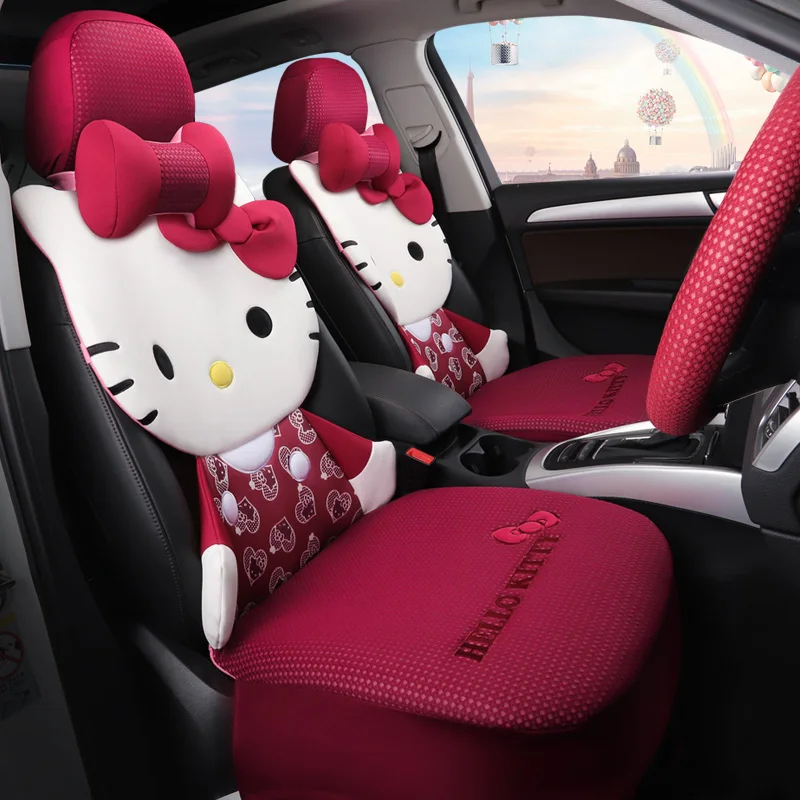 High Quality Cartoon Sanrio Plush Car Seat Cushion Cinnamoroll Kawaii Neck  Pillow Anime Seat Belt Cover Four Seasons Universal 