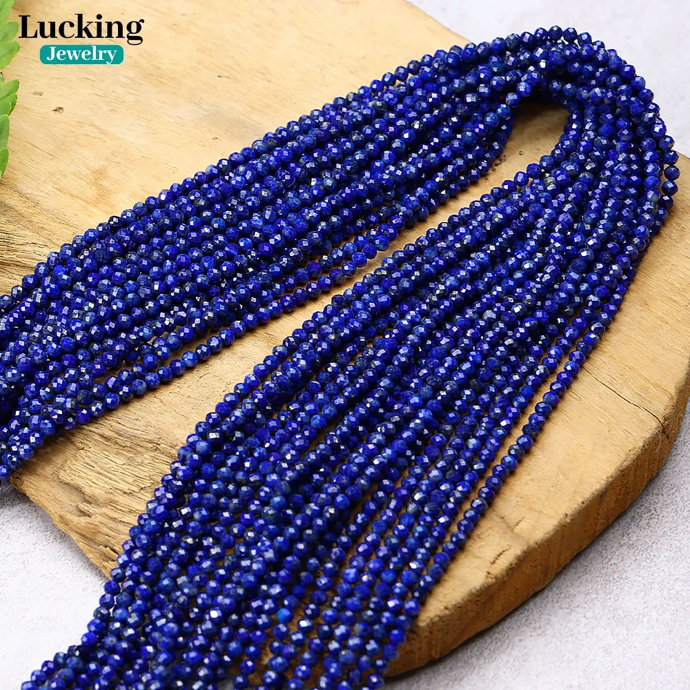 100% Natural Lapis Lazuli 2mm/3mm Faceted Loose Beads For Jewelry Making Bracelet Necklace Accessories 15'' 6