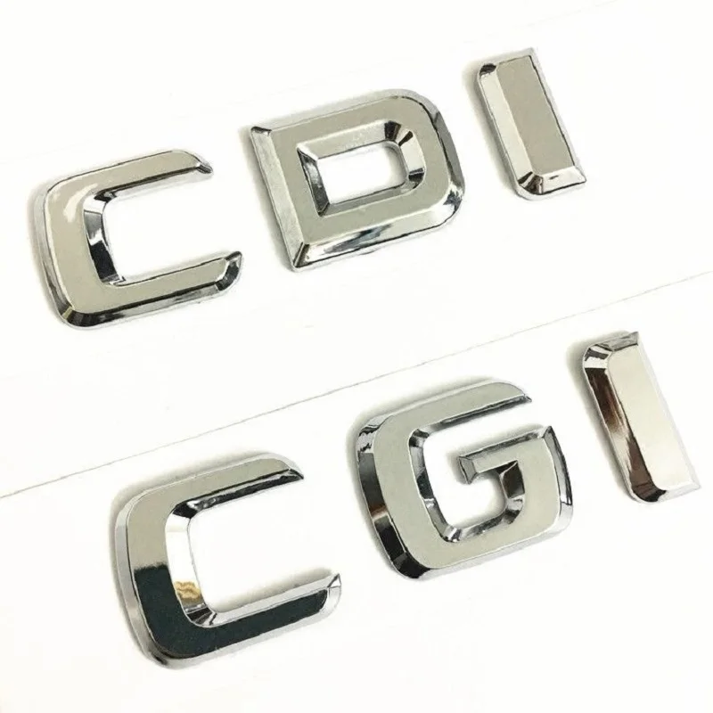 

1X Chrome Glossy Black Silver CDI CGI Emblem Car Styling Trunk Nameplate Logo Sticker Flat Sharp Fonts Auto Accessories