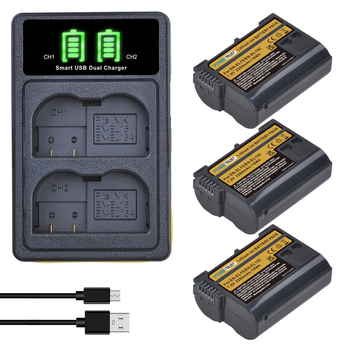 

EN-EL15C EN-EL15 аккумулятор 2280mAh + светодиодный USB двойное зарядное устройство для Nikon Z5,Z6,Z6 II,Z7,Z7II,Z8, D600 D610 D600E D800 D810 D800E D850