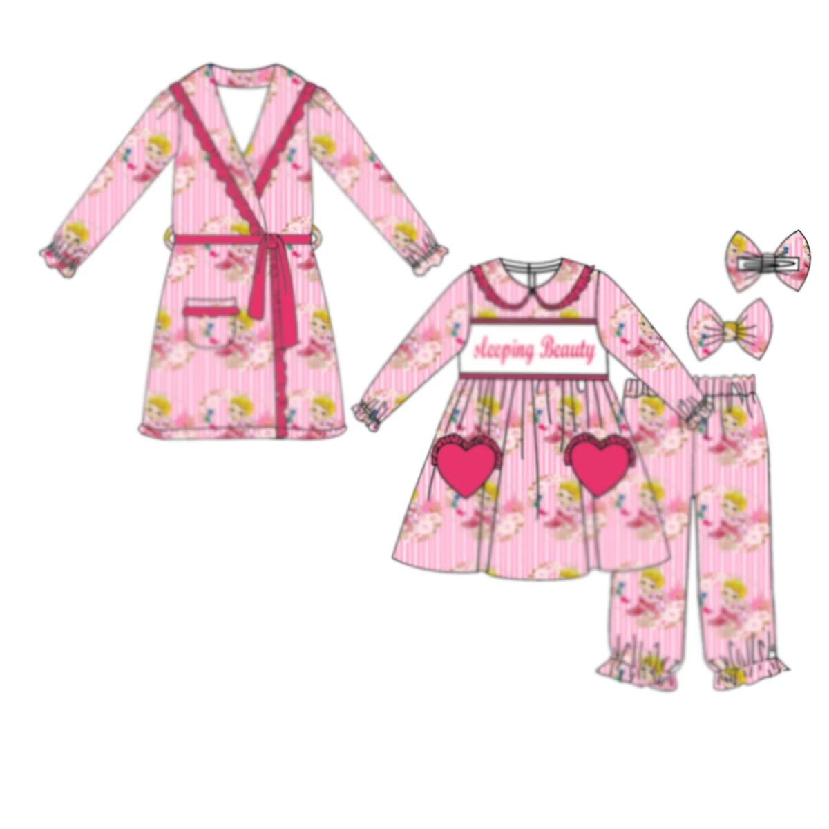 New boutique children's suit castle girl printed lapel long sleeved elastic trousers short sleeved girl suit baby nightgown kids clothing set girls clothing set