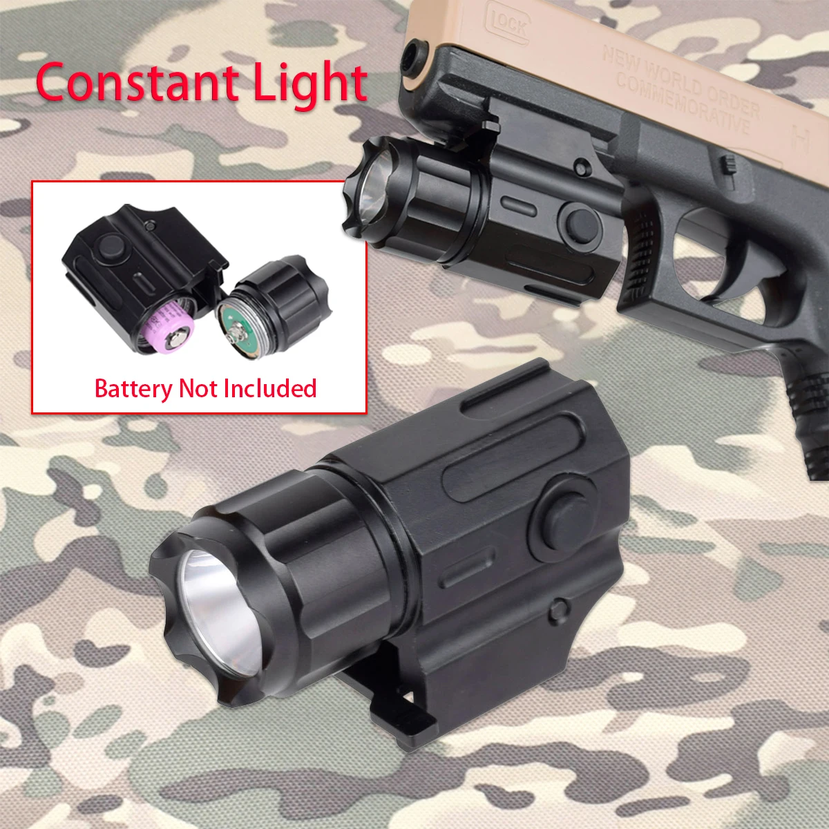 

Metal Weapon Gun Flashlight Mini Tratical Hunting Powerful LED Constant Light Scout Torch For Glock 17 19 Picatinny Rail Mount