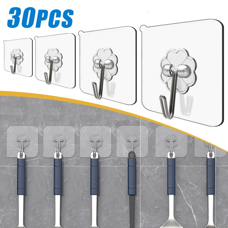 Self Adhesive Wall Hook Transparent Strong Without Drilling Coat
