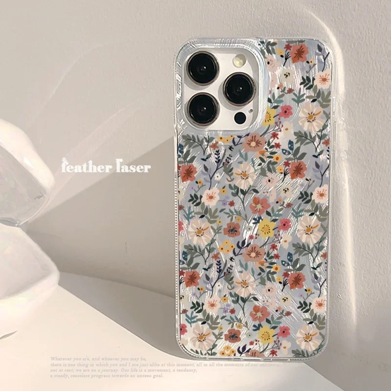 Pastel Cherry Blossom Leaves Flower Laser Cover Case
