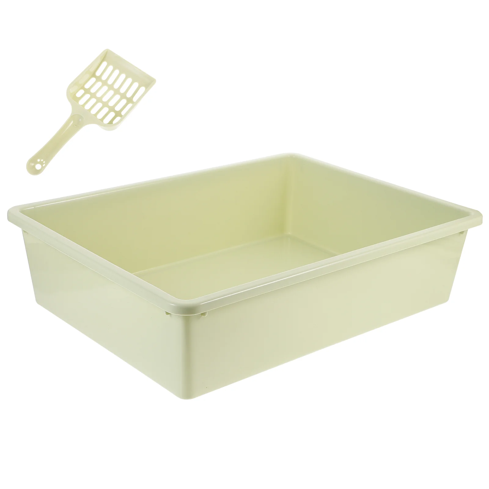 

1 set of Cat Litter Box Open Style Cat Litter Container with Cat Litter Storage Box
