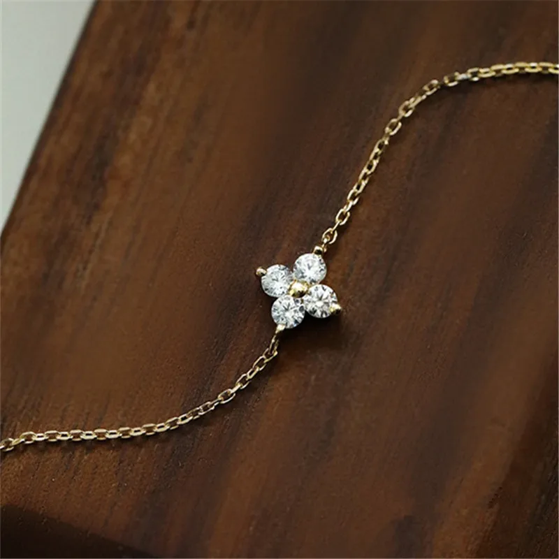 925 Sterling Silver Plated 14k Gold Bracelet Korean Design Temperament Zircon Flower Bracelet for Women Jewelry Accessories