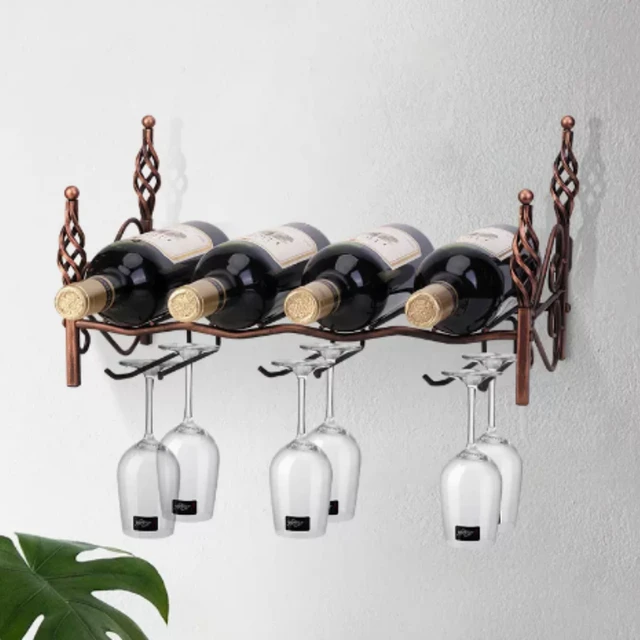 European Wall Hanging Wine Bottle Holder Simple Modern Red Bar Accessories  Iron Dining Room Living Room Wall Wine Rack - AliExpress