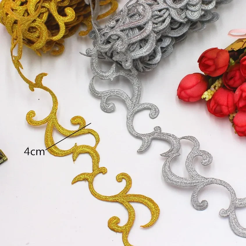 1 야드 골드 수 놓은 레이스 코스프레 드레스 아플리케 유럽 빈티지 Diy 의류 트림에 철