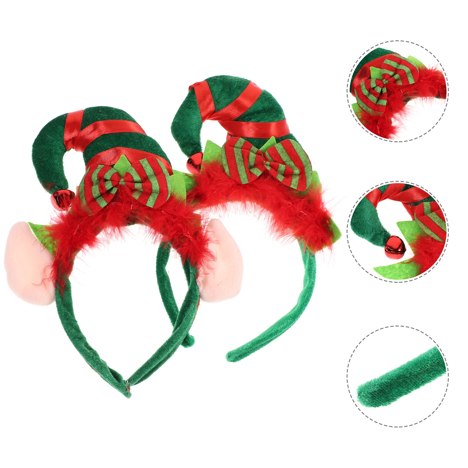 

2pcs Christmas Feather Elf Hat Headwear Headband Hair Party Decor for Kids