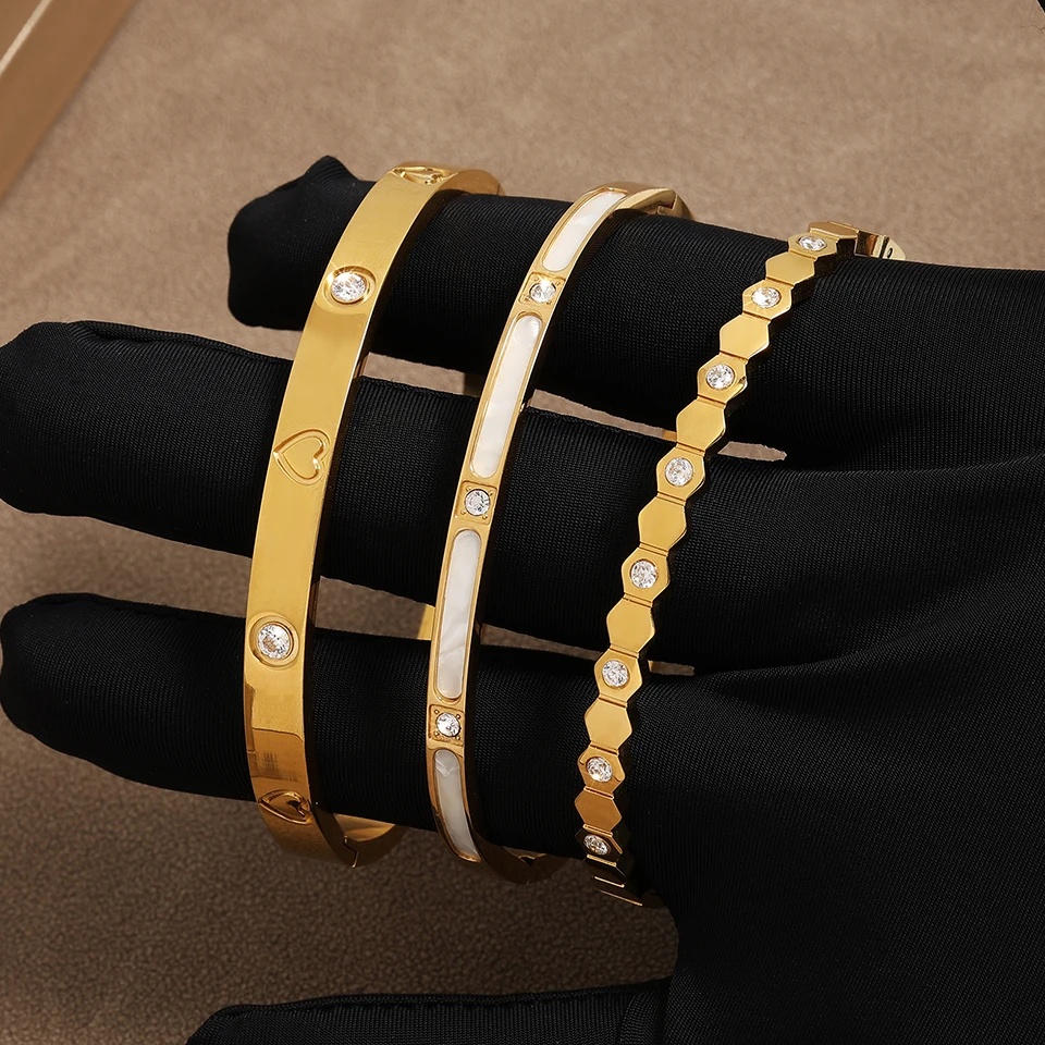 ZAKOL 18K الذهب اللون الفولاذ المقاوم للصدأ مكدسة...