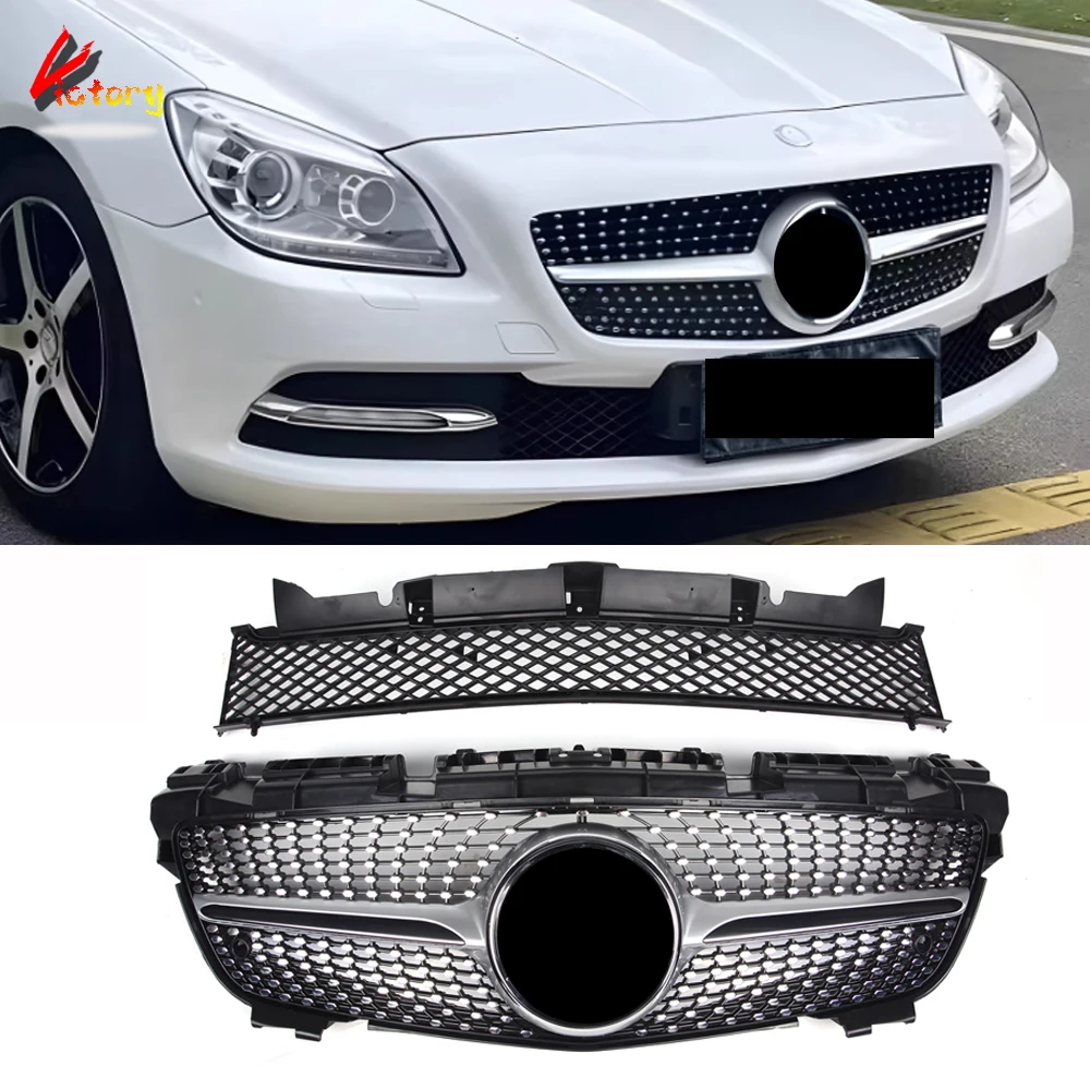 

For Mercedes SLK Class R172 SLK200 SLK250 SLK350 2012-2016 Diamond Star Racing Grills Front Bumper Lip Grille