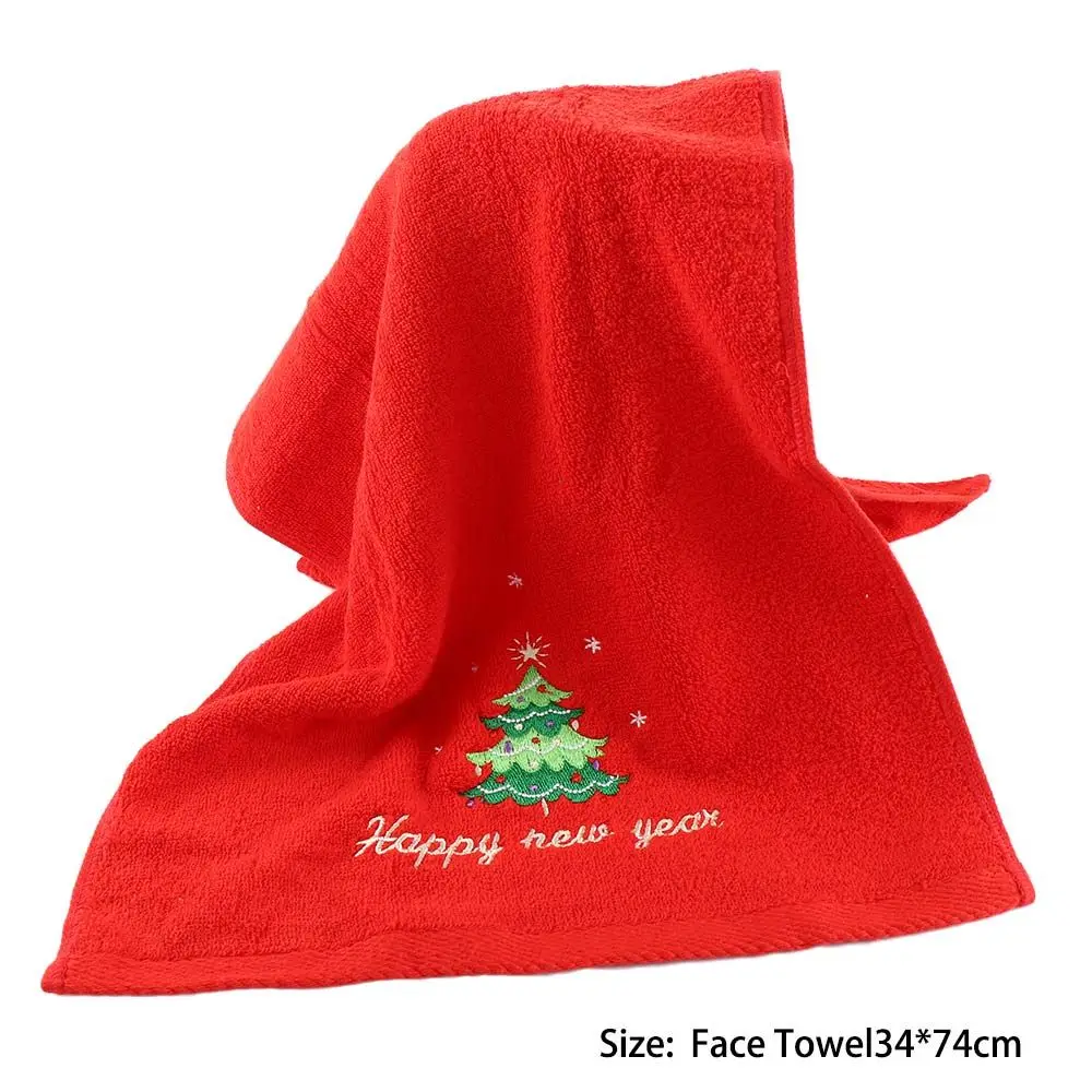New Navidad Xmas Face Towel Christmas Decor Red Santa Claus New Year Gift Home Bathroom Washing Hand Face Towel Cloth Man Woman 6
