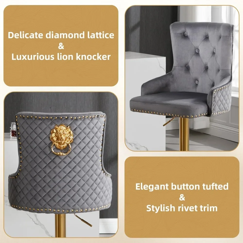 Velvet Bar Stool 2 Piece Set 6