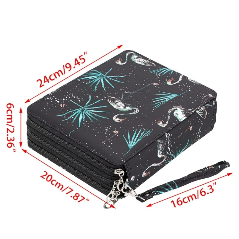 Color Pencil Case 120-slot Large Capacity with Handle Printing Pattern