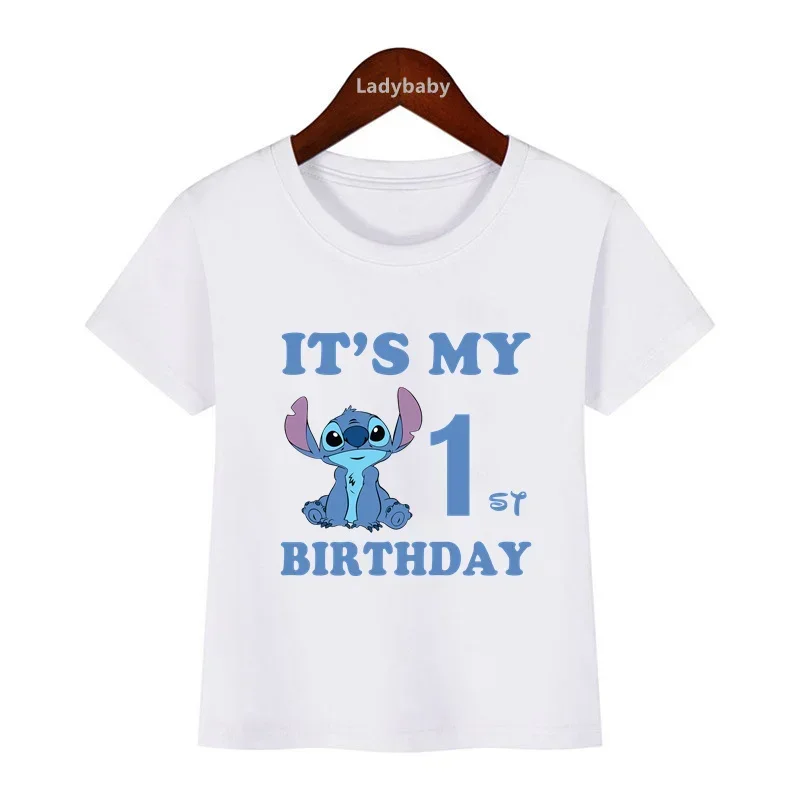 thumbnail image 1 of Ropa para niños con estampado de Lilo y Stitch de Disney, camiseta de algodón para niños y niñas de 1, 2, 3, 4, 5, 6, 7, 8 y 9 años, 1 of 5